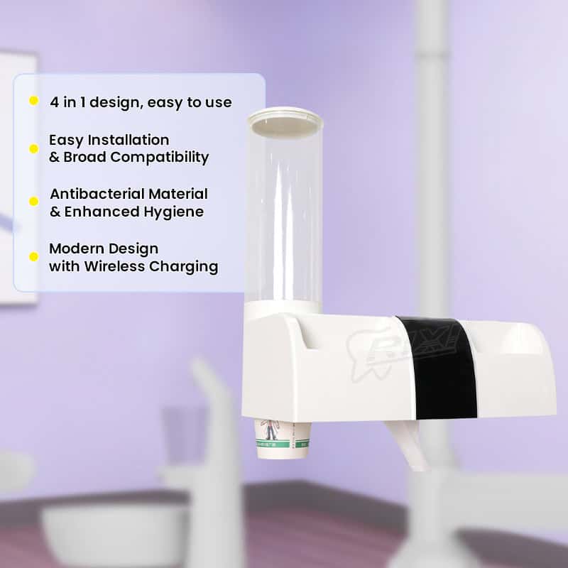 Dental Chair Tissue Box Organizer with Cup Holder and Wireless Charging main image 7