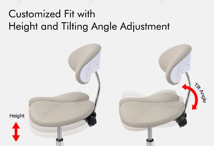 dental saddle stool with backrest detail image 2