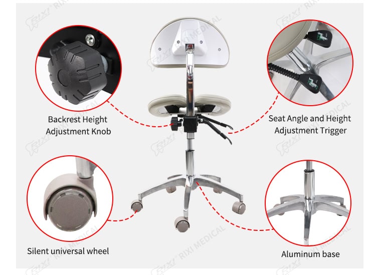 dental saddle stool with backrest detail image 4