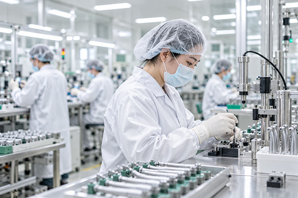 RIXI Medical team working in the dental equipment manufacturing facility