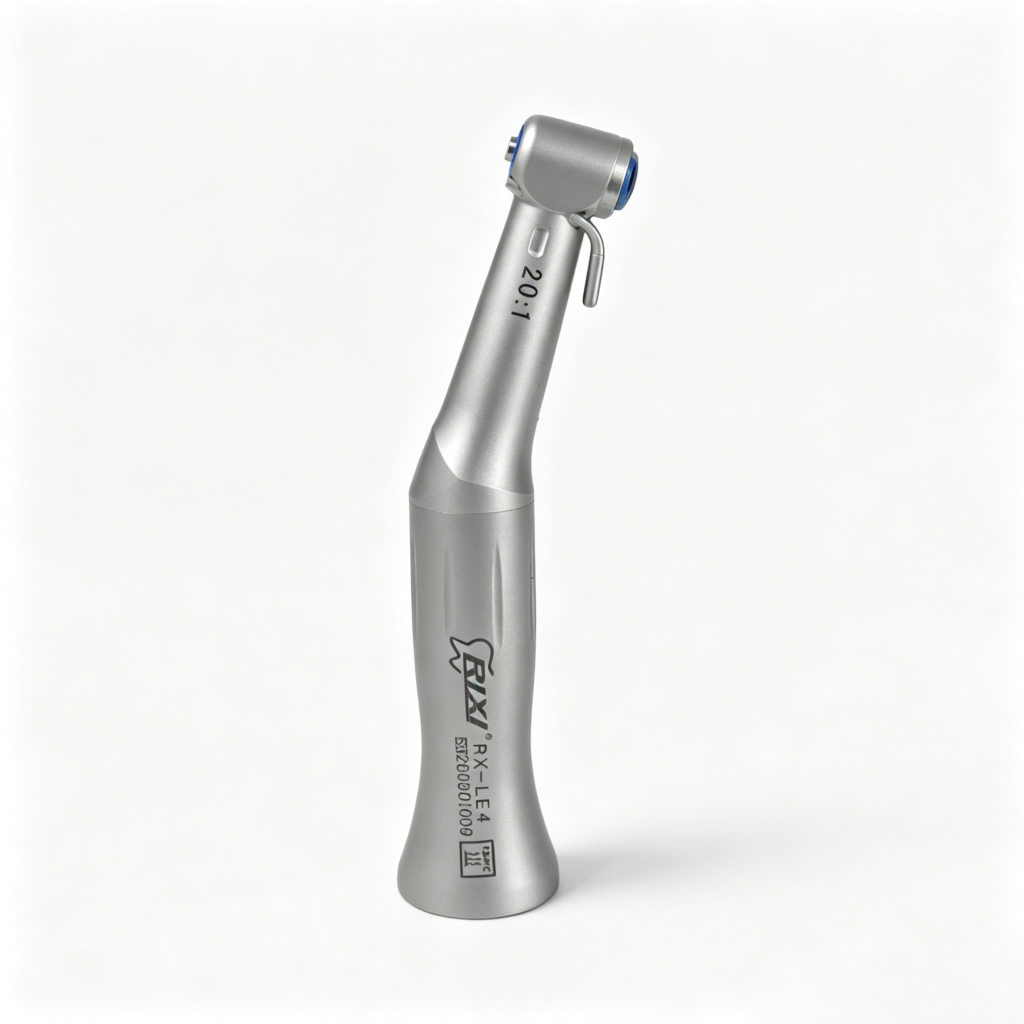 Rear head and push-button detail of a RIXI non-LED contra-angle handpiece