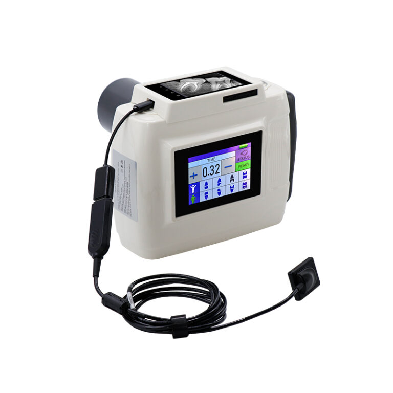 Black-trim dual-screen dental X-ray unit with wired sensor