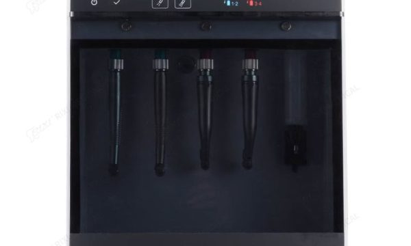Front view of a four-port dental handpiece oiling machine for private-label review