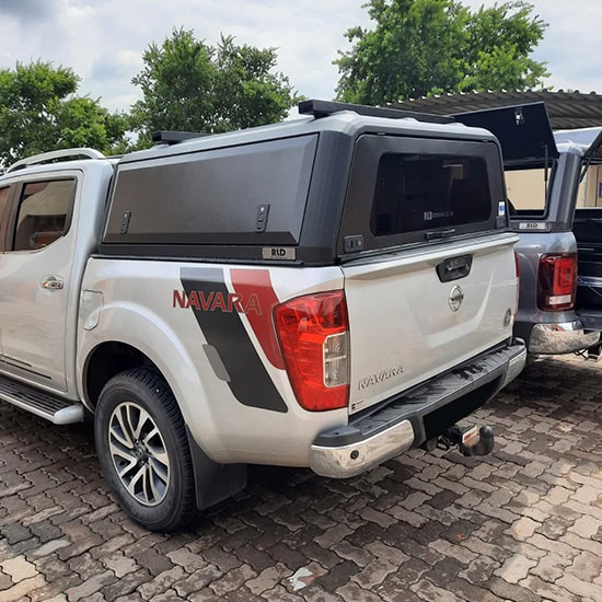 Custom stainless steel canopies for Nissan Navara pickup trucks, durable and stylish, ideal for improving truck functionality and appearance, from RLD Design.