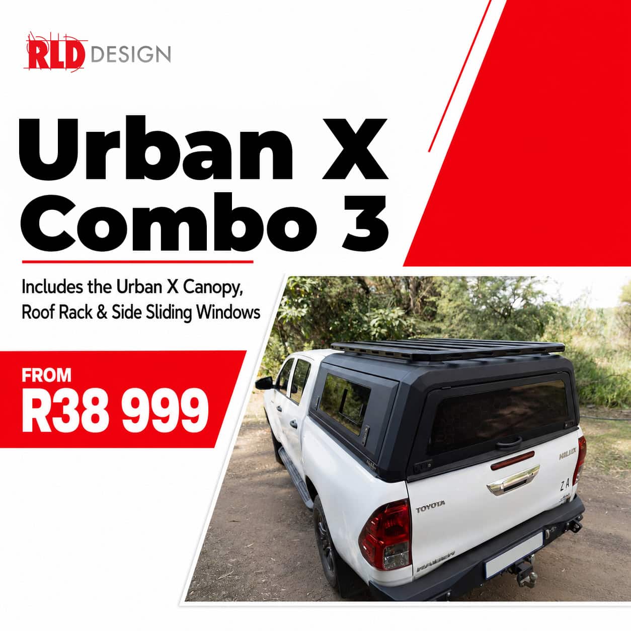RLD Design offers stainless steel canopies, roof racks, and side sliding windows for vehicles, ideal for urban and outdoor use, with affordable prices starting from R38,999.