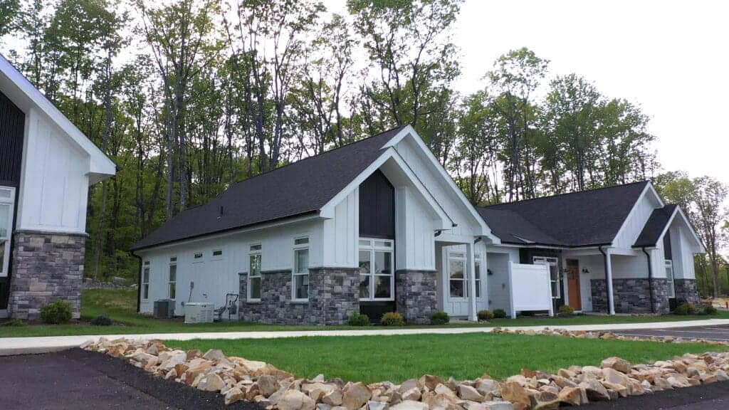 House exterior finished with LP SmartSide engineered wood siding