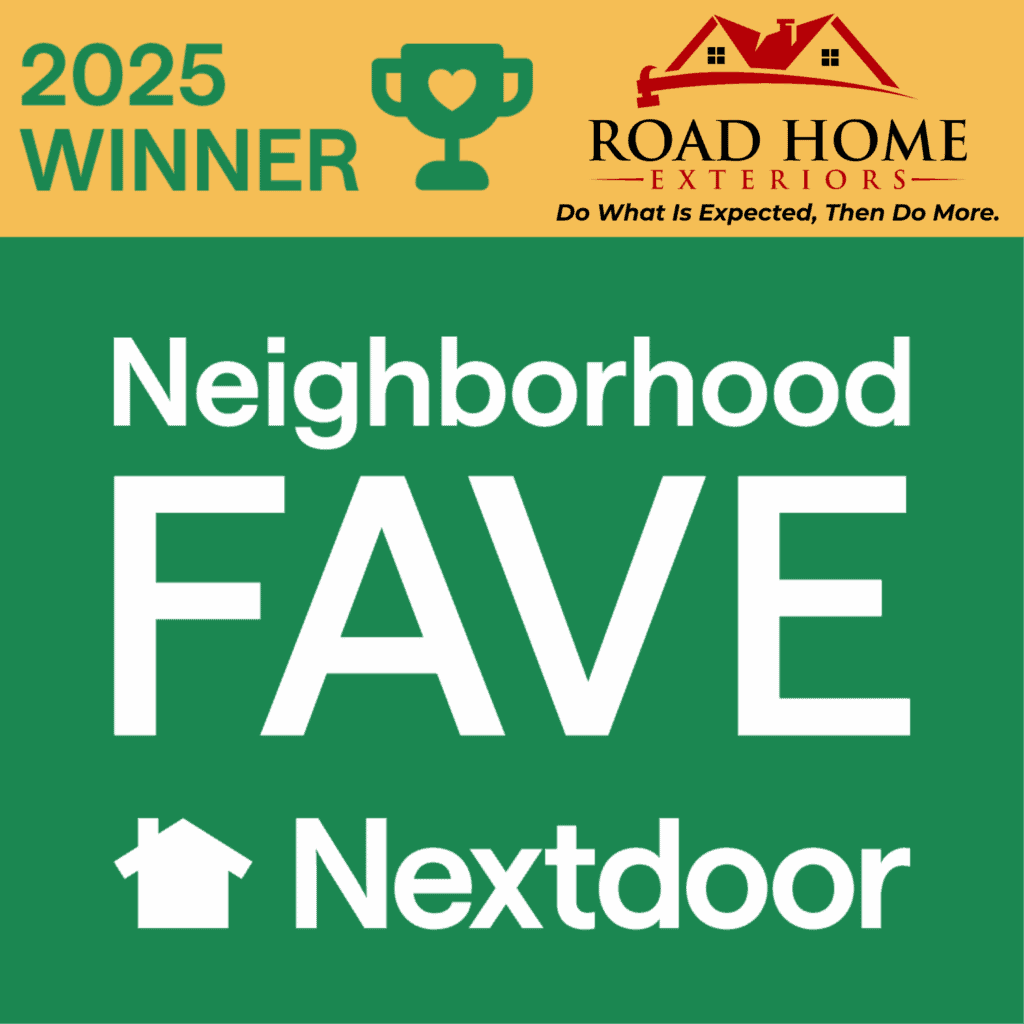 Road Home Exteriors team celebrating being named a 2025 Nextdoor Neighborhood Fave in the Denver Metro area