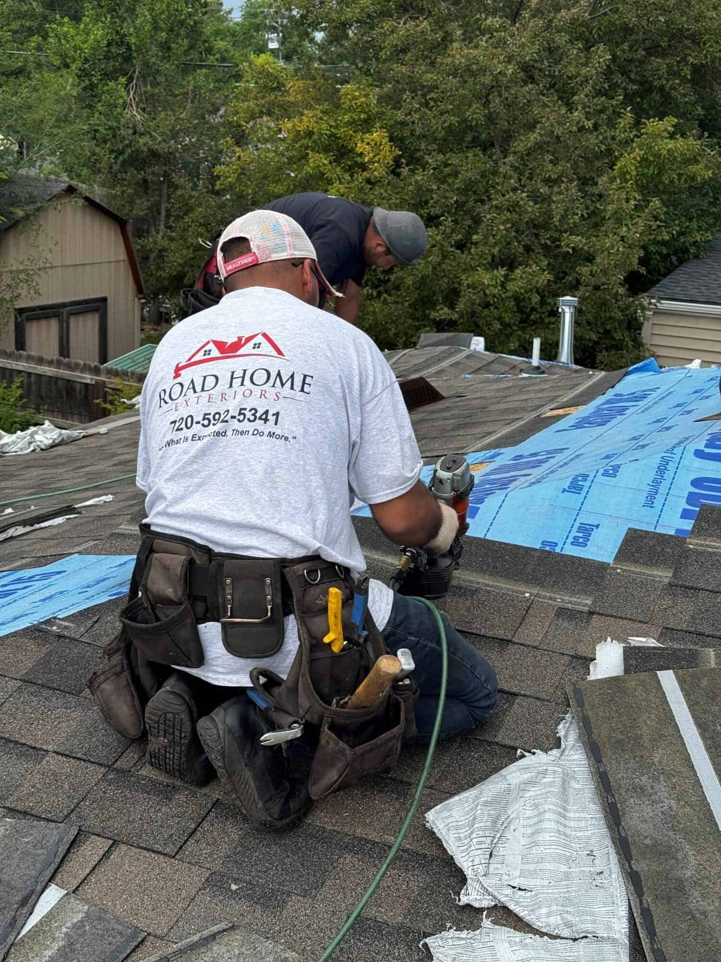 Road Home Exteriors crew installing a roof under Colorado wildfire roofing code requirements