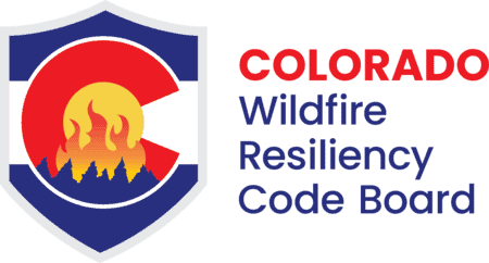 Colorado Wildfire Resiliency Code Board seal representing statewide wildfire building standards and WUI code adoption
