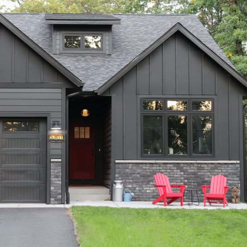 Home exterior with LP SmartSide siding in Abyss Black
