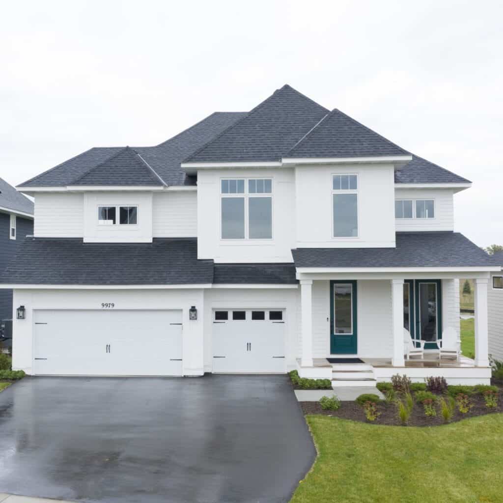 Home exterior with LP SmartSide siding in Snowscape White