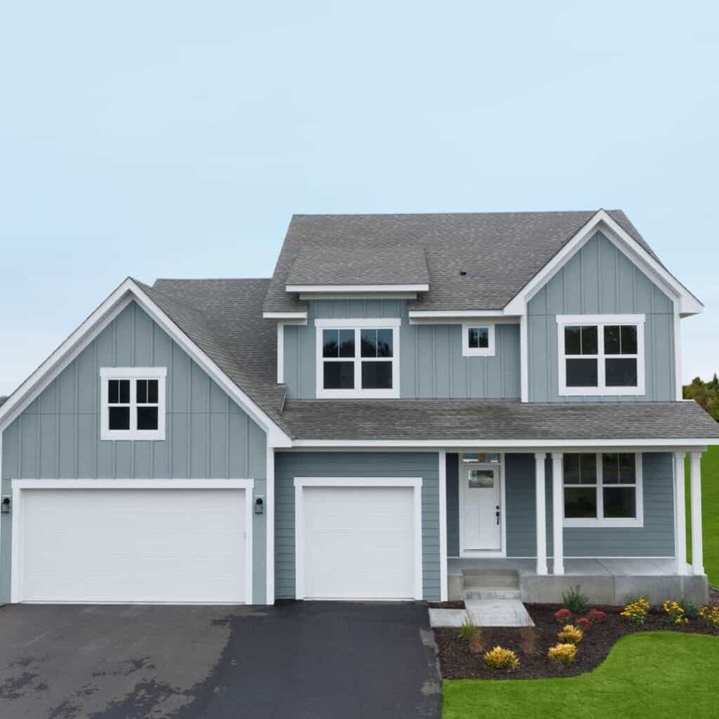 House exterior with LP SmartSide siding in Summit Blue