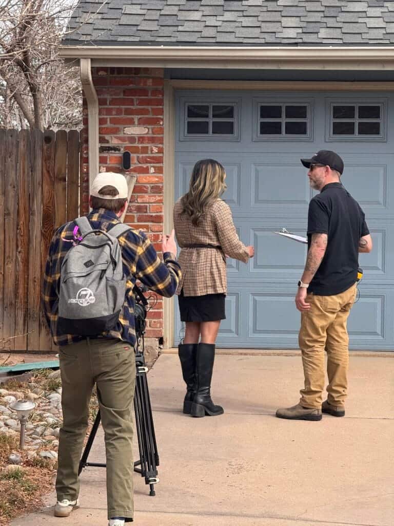 Road Home Exteriors discussing the Harden Your Home™ Program on Denver7, highlighting wildfire resilience upgrades for Colorado roofing, siding, and windows.