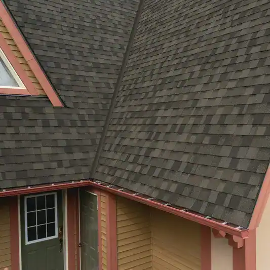Steep pitch residential roof with IKO architectural asphalt shingles