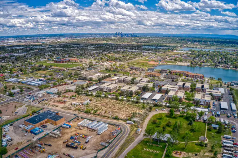 Aerial view of Federal Heights, Colorado where Road Home Exteriors provides roof replacement, siding replacement, window replacement, and storm damage restoration.