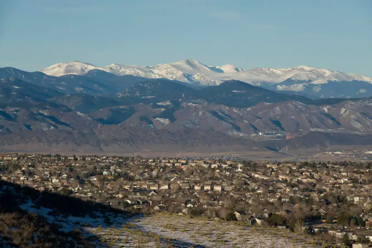 Aerial view of Highlands Ranch, Colorado representing Road Home Exteriors' exterior remodeling service area.