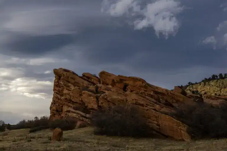 Red rock formations in Ken Caryl Colorado near the Dakota Hogback and Ken Caryl Ranch foothills