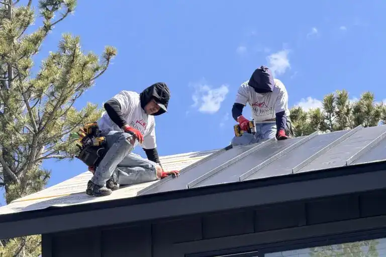 Road Home Exteriors crew performing roof replacement on a Colorado foothills home