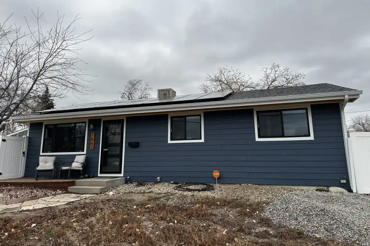 Black Simonton DaylightMax premium vinyl replacement windows installed by Road Home Exteriors on a home in Denver, Colorado for enhanced natural light, energy efficiency, and modern curb appeal.