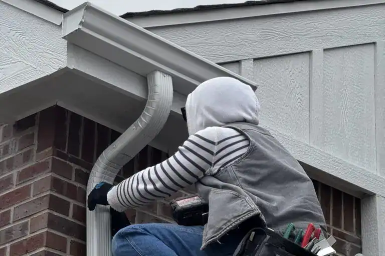 Seamless gutter installation and gutter guards on a Colorado home