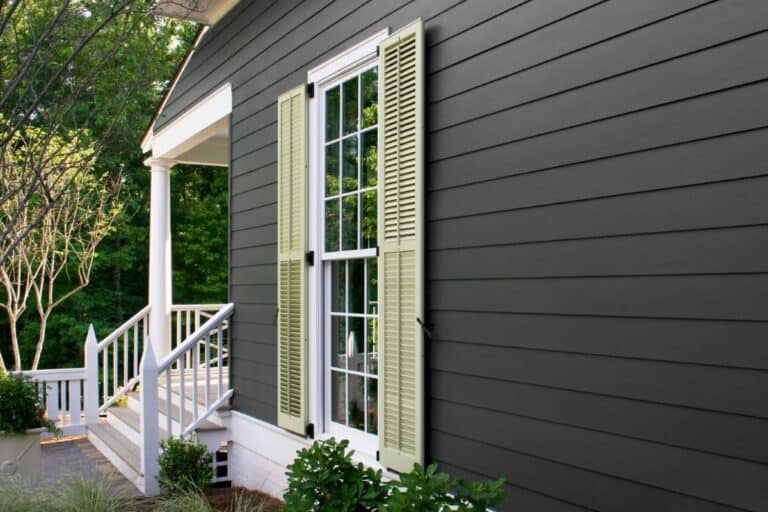 Close-up of James Hardie fiber cement siding installed by Road Home Exteriors on a Colorado home.