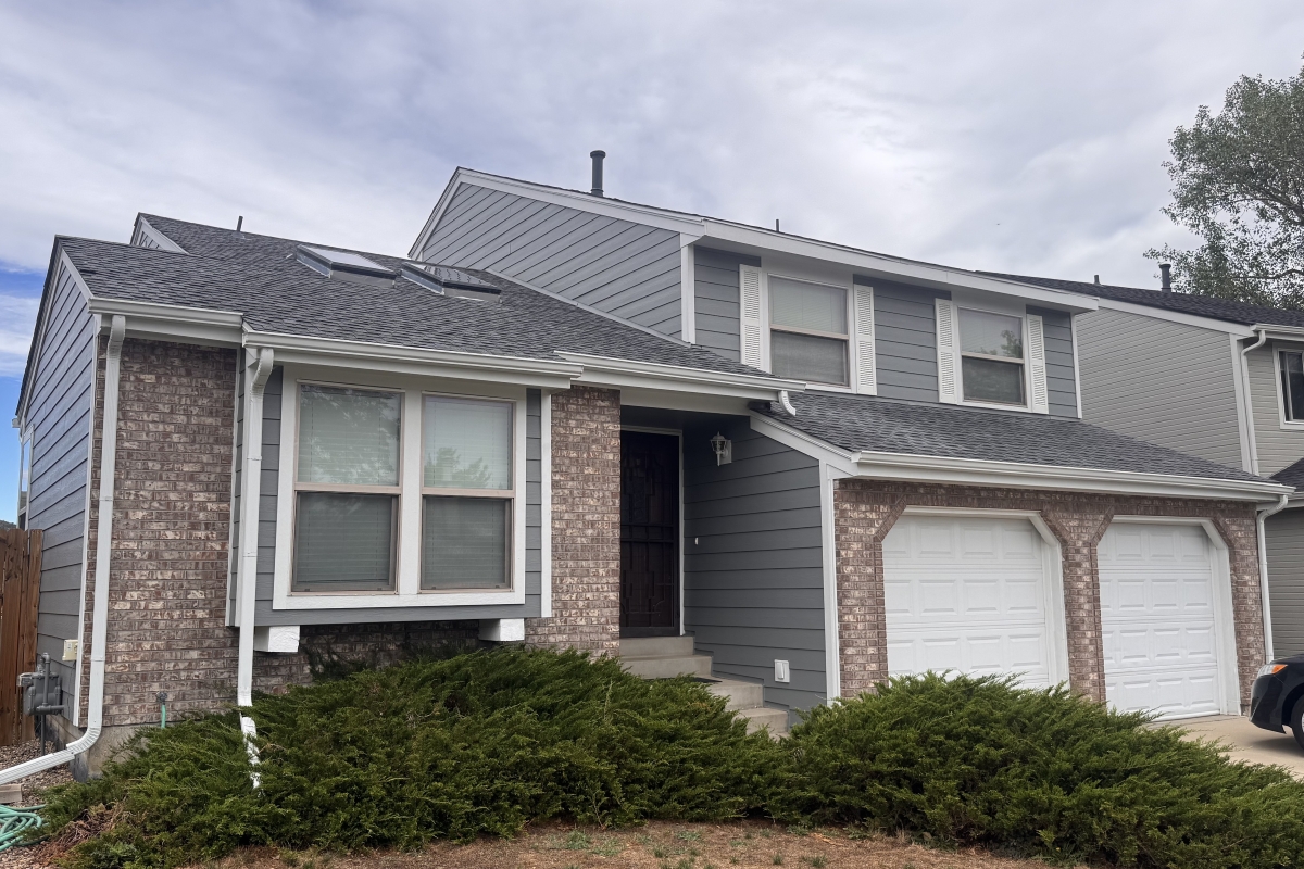 West Littleton home with Grey Slate James Hardie lap siding and Arctic White trim