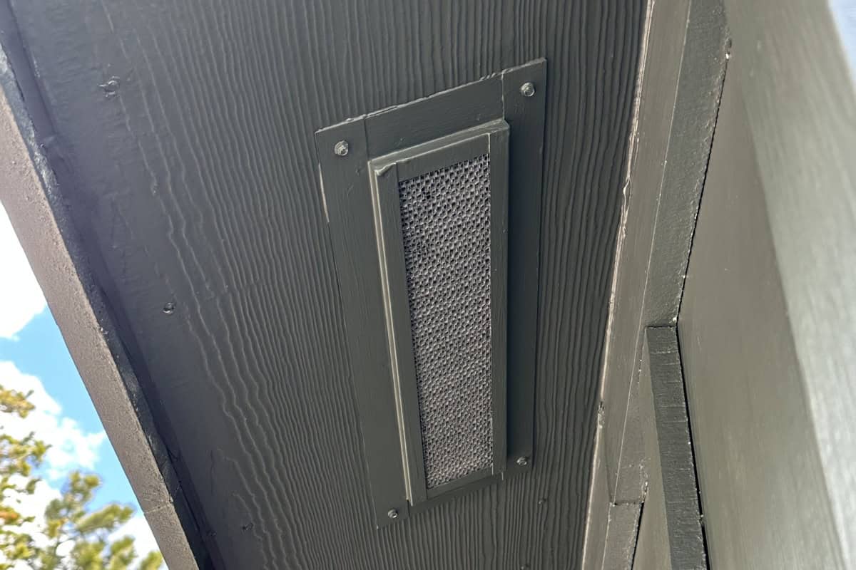 Vulcan ember-resistant soffit vent installed on a WUI-area home in Rollinsville, Colorado