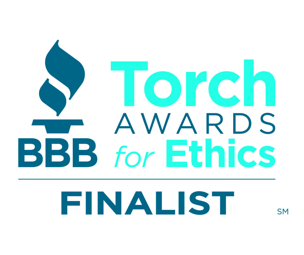 BBB Torch Awards for Ethics finalist badge for Road Home Exteriors’ 2026 recognition