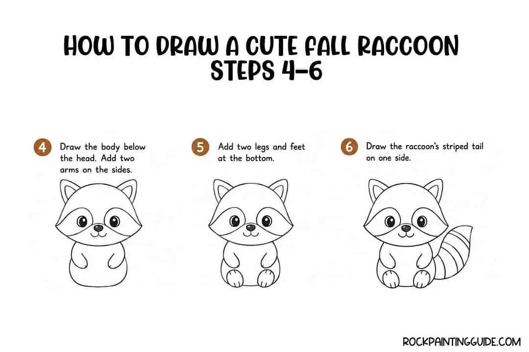 100+ Easy Fall Drawing Ideas + Step-by-Step Tutorials 27 Step-by-step guide to drawing a cute fall raccoon for kids and artists.