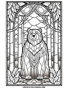 15 Free Stained Glass Fall Coloring Pages for Adults 8 bear fall coloring pages for adults