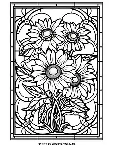 15 Free Stained Glass Fall Coloring Pages for Adults 12 sunflower coloring printable
