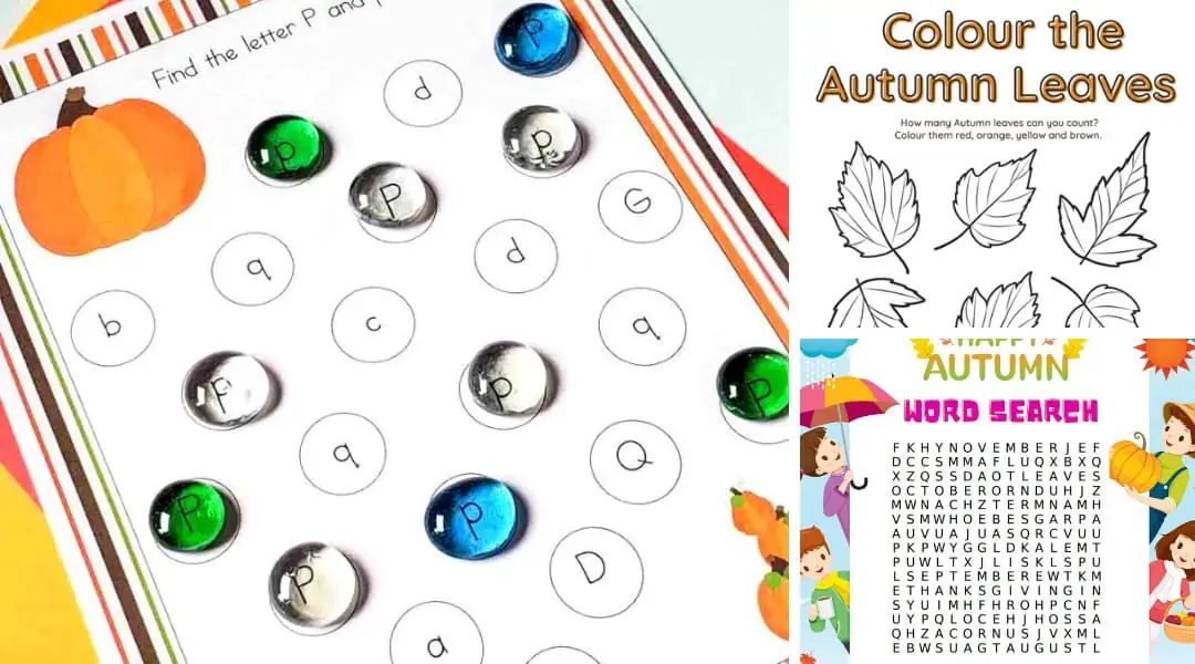 Get Ready for Best Fall Printable Activities for Kids (Free) 3 fall printable activities for kids graphic