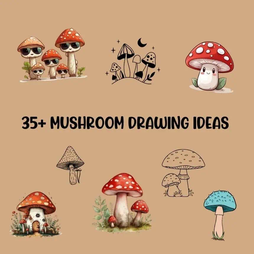 Home 2 Cute mushroom drawing ideas for rock painting projects and crafts.