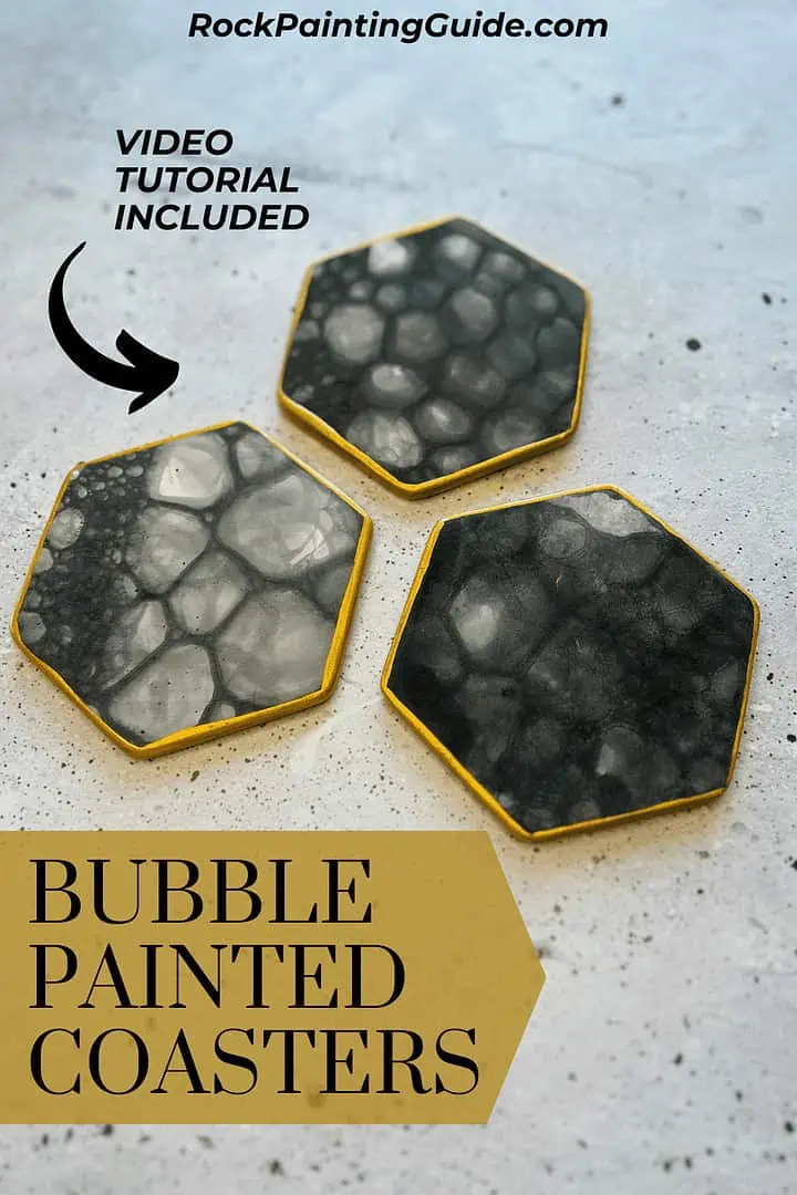 Make Stunning DIY Coasters with Bubble Painting Magic! 3 bubble painted coasters diy