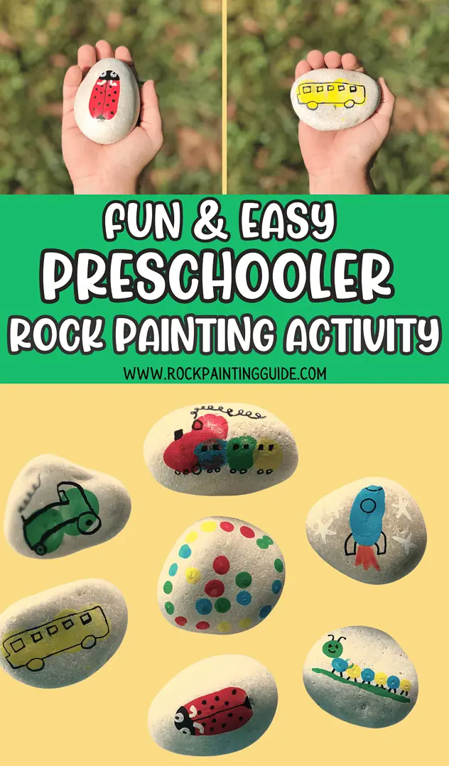 27 Fun Rock Painting Ideas For Preschoolers, No PaintBrush Required! 15 fun and easy rock painting ideas for preschoolers pinterest graphic