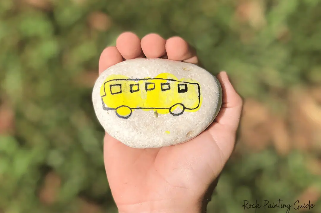 27 Fun Rock Painting Ideas For Preschoolers, No PaintBrush Required! 8 school bus painted rock