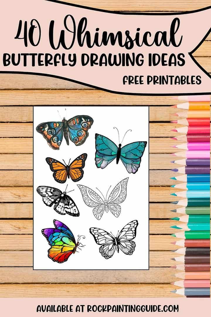 40 Enchanting Butterfly Drawing Ideas for Every Artist 19 Available at RockPaintingGuide.com