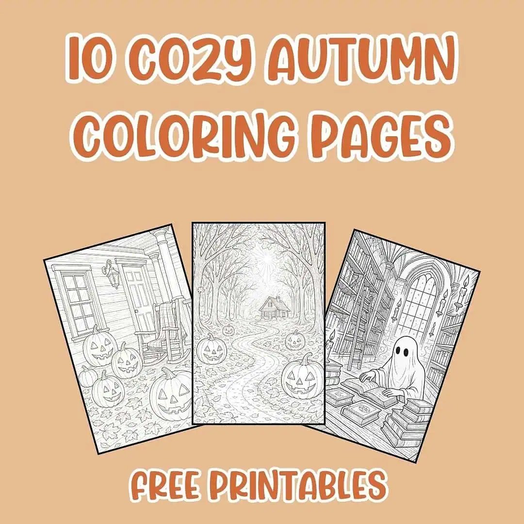 Home 6 autumn coloring pages graphic