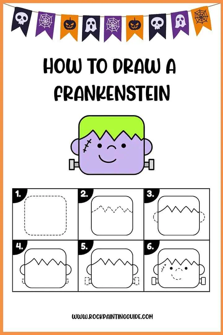 Easy Halloween Step-by-Step Drawing Ideas for kids 6 frankenstein drawing