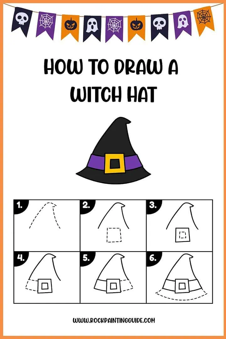 Easy Halloween Step-by-Step Drawing Ideas for kids 8 witch hat drawing