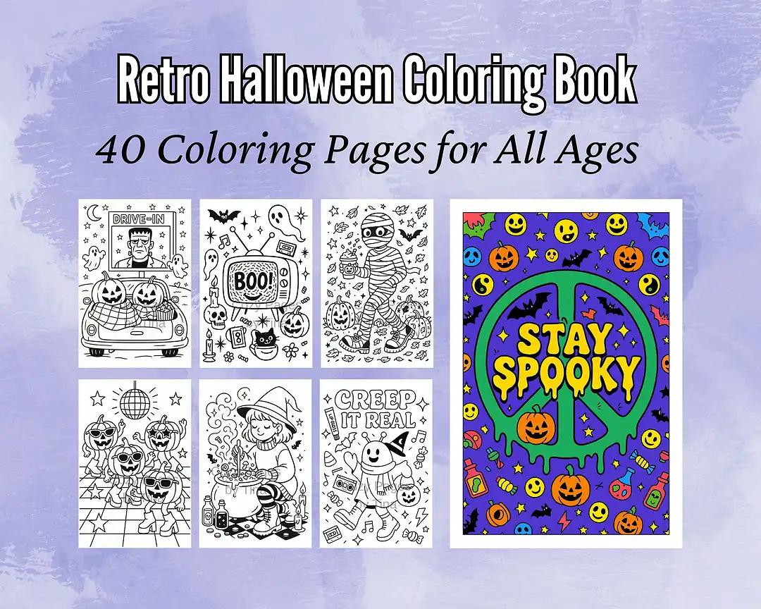 The Best Halloween Coloring Books to Celebrate Fall's Spooky Season 8 retro halloween coloring book