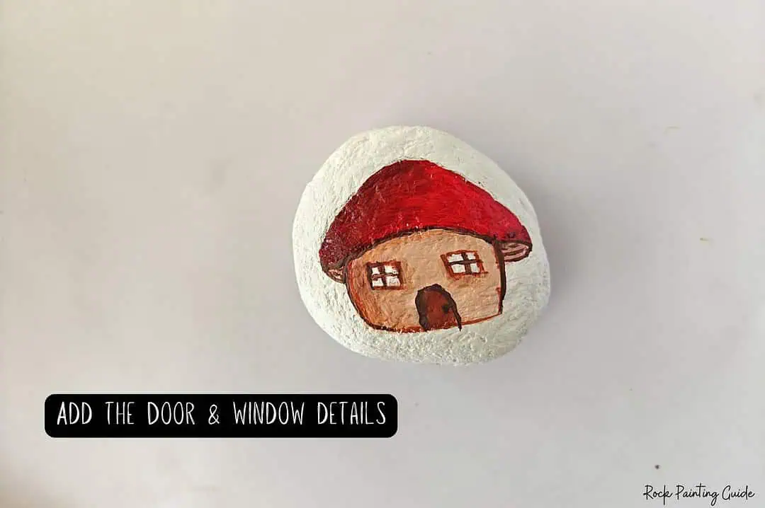Cute Mushroom House Painted Rocks: Easy Fairy Garden DIY 12 Mushroom house Painted Rocks Step 9