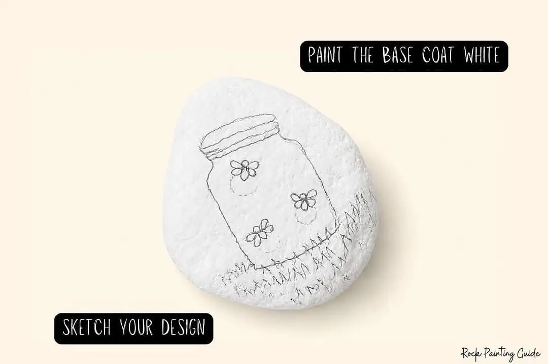 How to Make Firefly Painted Rocks for a Fun Summer Craft 14 Step-by-step guide to sketching your design on a smooth stone for rock painting projects.