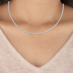 Riviera Four Prong Natural Diamond Tennis Necklace - Thumbnail Image 3