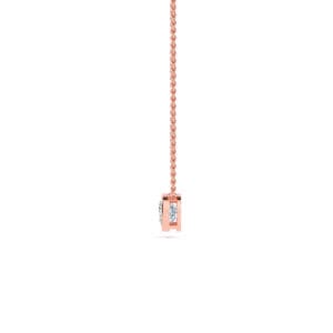 Elegant cushion bezel solitaire diamond pendant necklace in rose gold. Perfect for sophisticated jew.