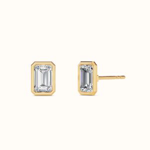 Emerald Bezel Diamond Studs