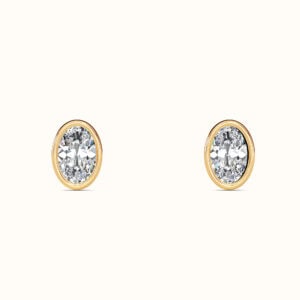 Oval Bezel Diamond Studs - Thumbnail Image 4