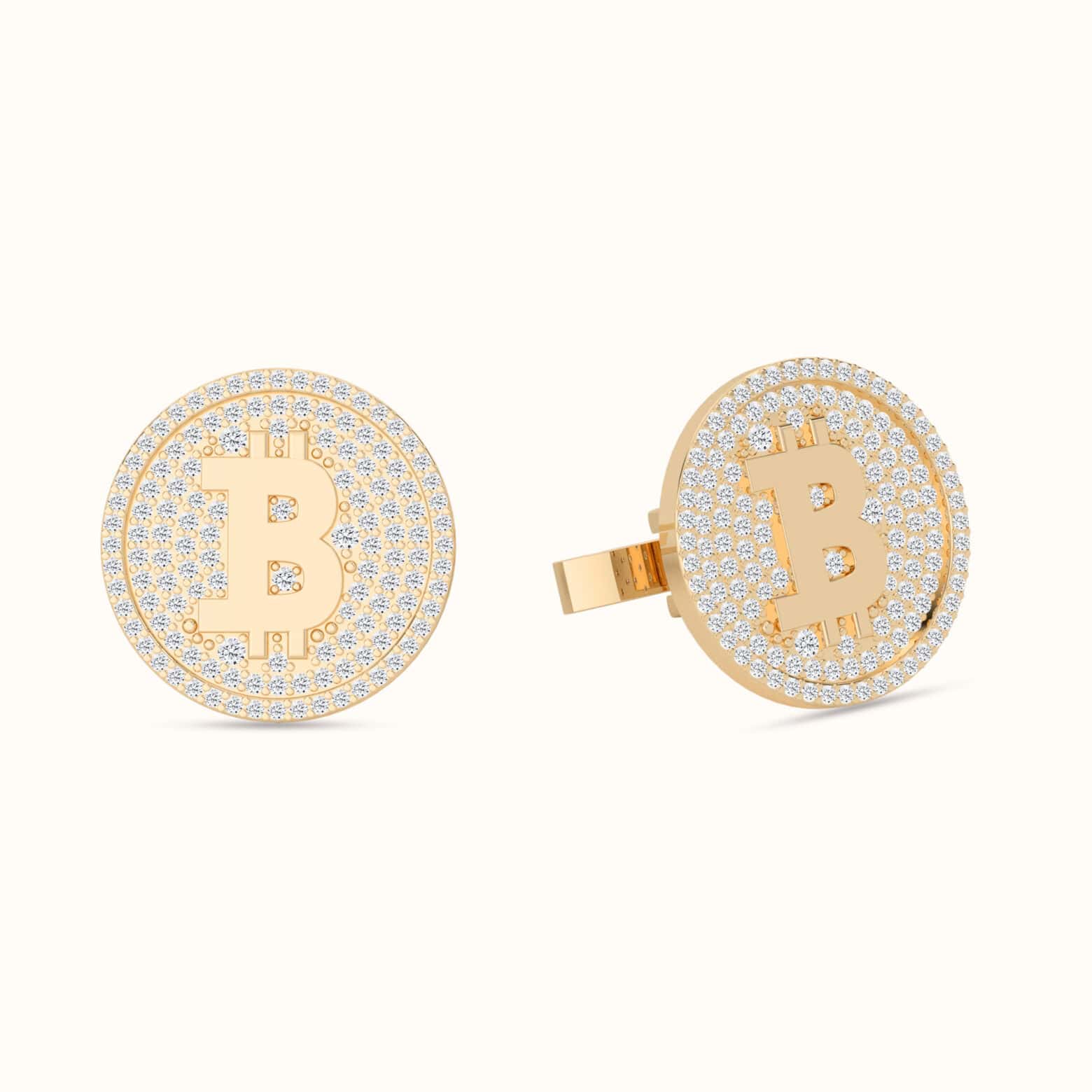 Bitcoin Coin Full Pave Cufflinks