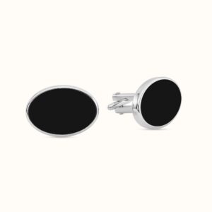 Oval Black Enamel Cufflinks