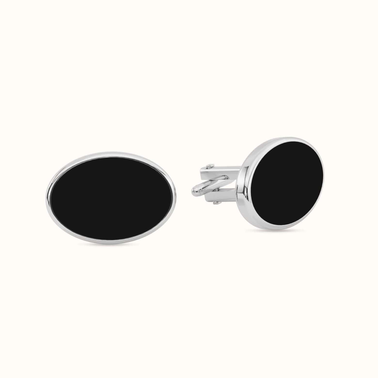Oval Black Enamel Cufflinks